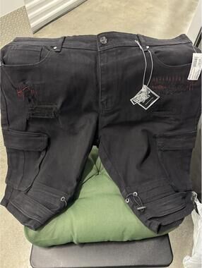 Rock Salt Handcrafted Black Cargo Pants Size 38